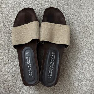 Donald J. Pliner Brown and Cream Slide wedge Sandals